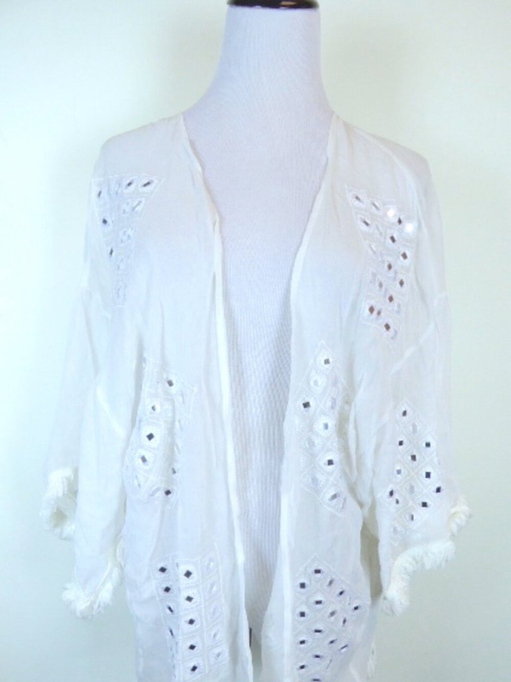 Chan Luu sheesha mirror boho hippie open cardigan jacket top OS S M L Fringe